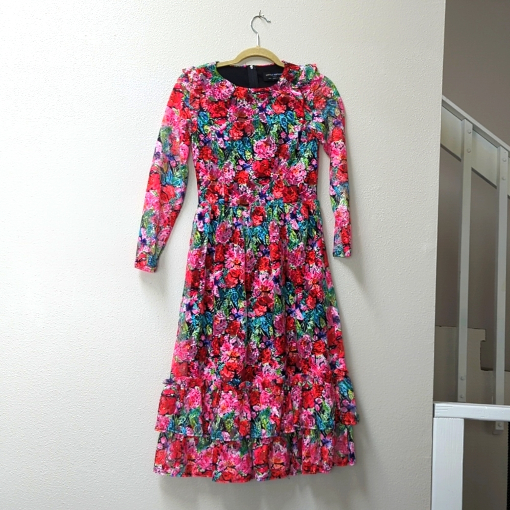 Little Mistress long sleeve floral dress